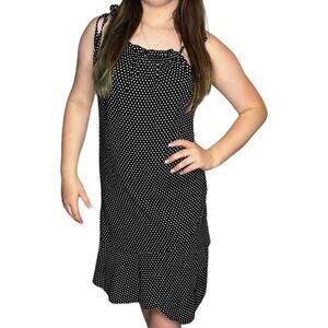 OOTN Black & White Polka Dot SUN DRESS Women's Size Small Tie Straps Swing Style